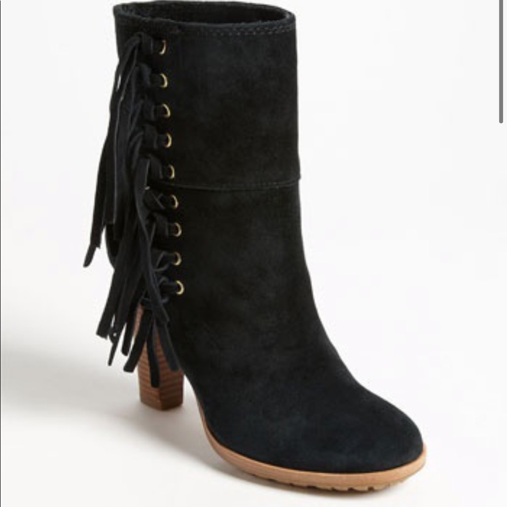 COACH Tamsin Black Suede Booties, Size 8